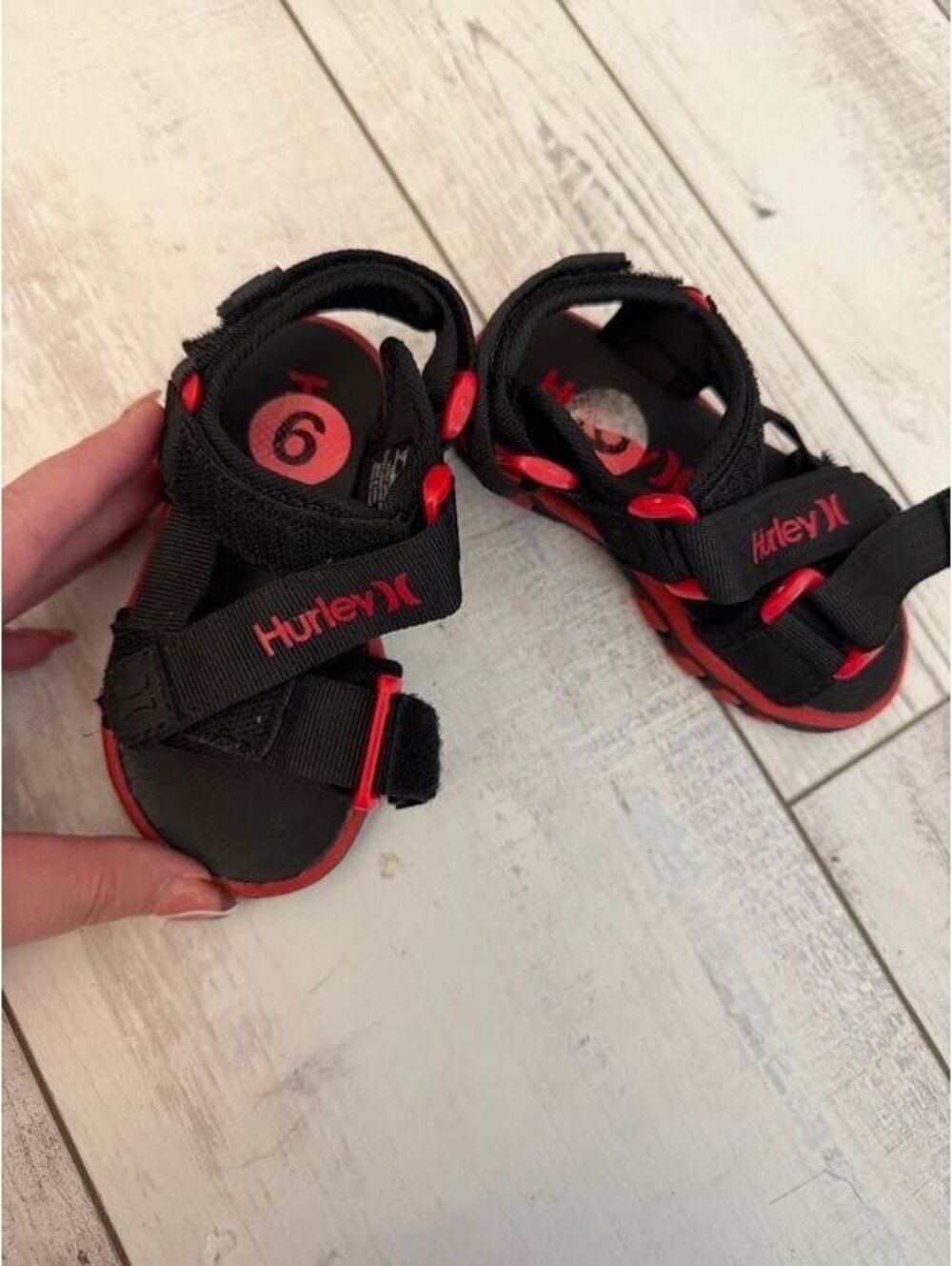 Hurley Toddler Boys Black Red Sport Sandals Size 6